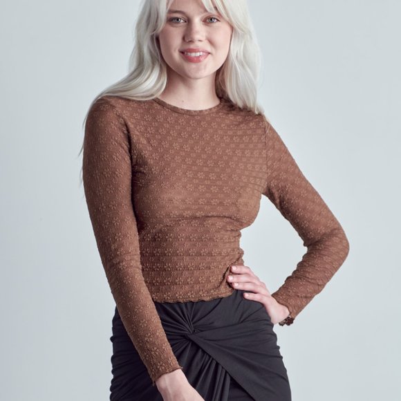 Floral Sheer Long Sleeve Top - Picture 2 of 4